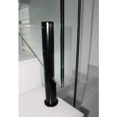 descubre el soporte para barandilla de cristal de Ibarkalde. de sección circular de acero y para tramos rectos e inclinados. sin perforaciones