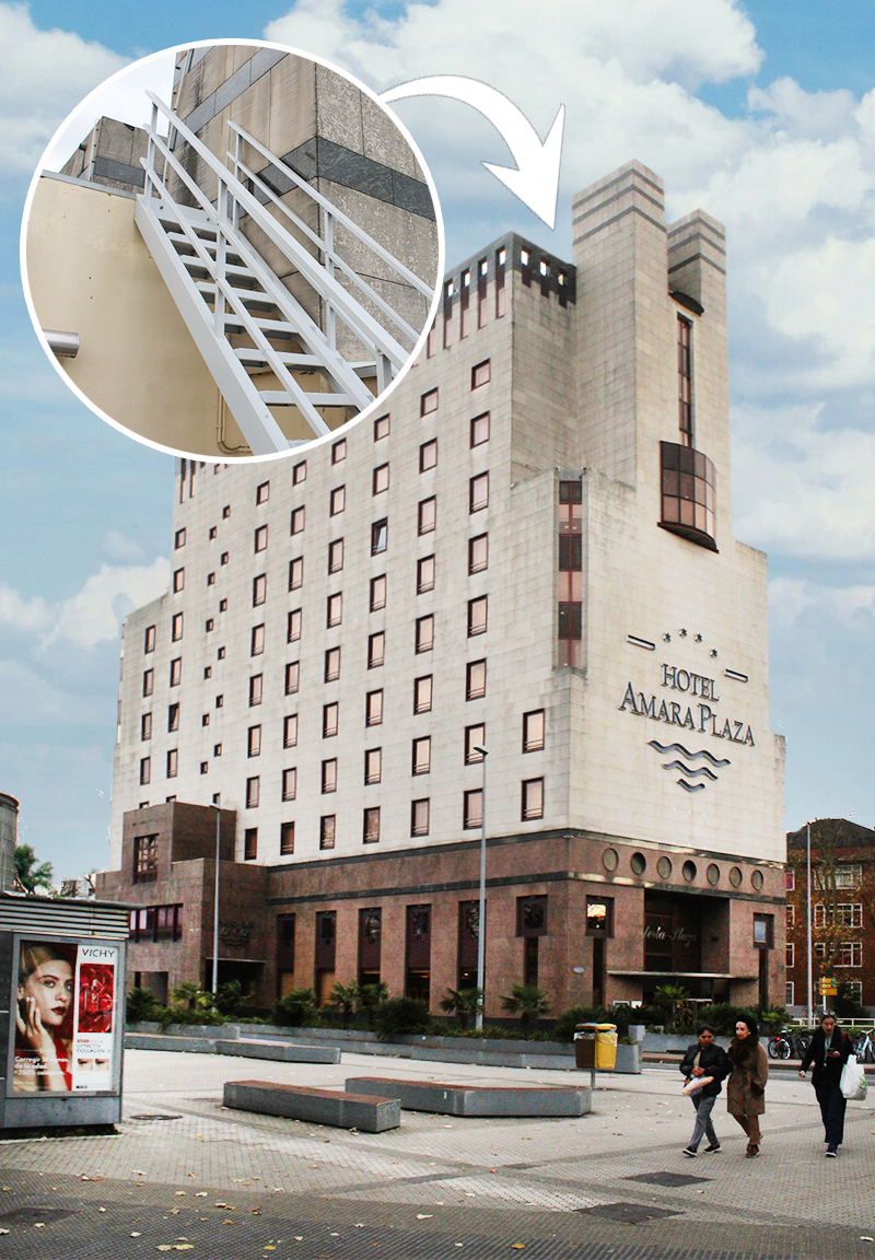 fabricacion y montaje de escalera metálica para acceso a azotea del hotel eurostars amara de donostia